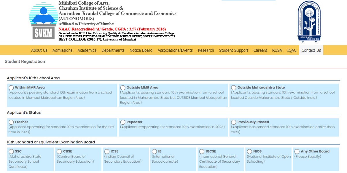 Mithibai College Admission